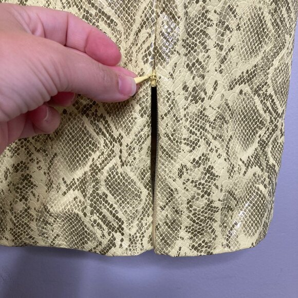 Rotate Birger Christensen Leeds Skirt Womens 6 Yellow Snake Faux Leather Rocker - Picture 5 of 11